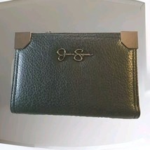 Jessica Simpson Faux Leather Wallet Pebbled Zip Clutch Black Multi Section - £11.70 GBP