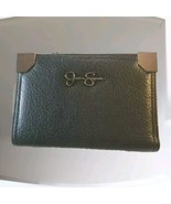 Jessica Simpson Faux Leather Wallet Pebbled Zip Clutch Black Multi Section - $14.84