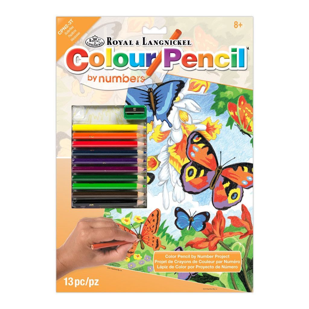 Royal & Langnickel Color Pencil by Number Kit 8.75"X11.75"-Wolf at Night, Multic - $6.49
