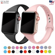 Silicone Slim Strap for Apple Watch Band Sport 38mm 40mm 42mm 44mm Eco Wristband - £14.17 GBP