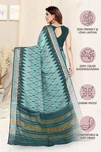 Women&#39;s Stylish Cotton Blend Ikat Printed Saree with Blouse Piece sari - £23.11 GBP