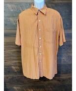 Arizona Jean Shirt Short Sleeve Button Down Madras Plaid Orange White XL... - $14.62