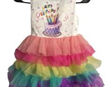 Sunny Fashion Girls Happy Birthday Colorful line Dress with Tulle Skirt ... - $11.39