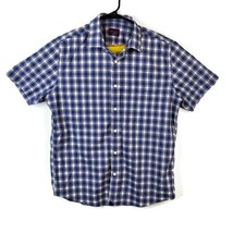 Untuckit Shirt Men&#39;s Sanadres Blue Plaid SS Button Shirt Size Large Slim Fit - $26.68