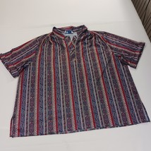 Vintage Paisley Blouse Top Notch Short Sleeve Collared Shirt Women’s Chest 54" image 11