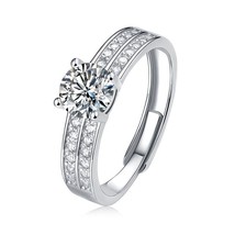 1 Ct four Claw Prong Moissanite 925 Sterling Silver Adjustable Engagement Ring - £97.92 GBP