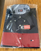 Mens Button Down SS Shirt L Blue Collar July 4th Patriotic Western Cowbo... - $23.18