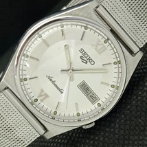 Vintage Seiko 5 Automatic 7019A Japan Mens DAY/DATE Silver Watch 621e-a415914 - £46.64 GBP