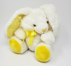 10&quot; Vintage Aim White &amp; Yellow Sitting Bunny Rabbit Stuffed Animal Plush Toy - £28.98 GBP
