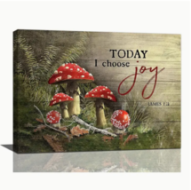 New Red Mushrooms Mounted Canvas Print Forest Morel Shroom Boho Hippie Decor - £23.22 GBP