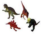 Toy Dinosaurs Lot of 4 Red and Green Multicolored Plastic Small - $8.47