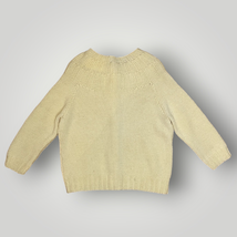Vintage 1960s Ivory Wool Handknit Cardigan Sweater Women&#39;s Size Small - £34.26 GBP
