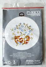 Flower Basket in Hoop Stamped Cross Stitch Kit Rico Design Germany 13 cm... - £9.62 GBP