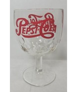Pepsi Cola Stemmed Glass Thumb Print Goblet w Red Lettering Vintage Soda... - $105.29 MXN