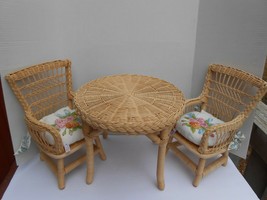 American Girl Samantha&#39;s Wicker Table chairs Victorian - £204.81 GBP