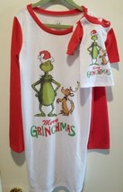The Grinch Girls Size 10 Nightgown &amp; Matching 18&quot; Doll Gown Set Merry Ch... - $27.72