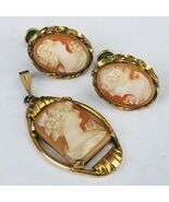 Vintage Cameo Set earings pendant 1950s 1/20 10k 12k GOLD filled &quot;PR ST Co&quot; - $1,467.34 MXN
