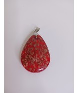 Vtg 18K White Gold Filled &amp; Foiled Hand Made Murano Glass Large Pendant - $947.37 MXN