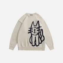 Hand Drawn Cat Knitted Sweater - $39.99
