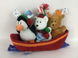 Taggies Sleigh Ride Plush Stuffed Animal Christmas Penguin Bear Mary Meyer Baby - £19.51 GBP