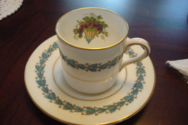 Wedgwood cup and saucer made in England, white  with blue garlands [a85-b2] - £35.19 GBP