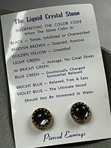 Vintage Liquid Crystal Round Stone in Goldtone Frame Post Earrings for Pierced - £8.87 GBP