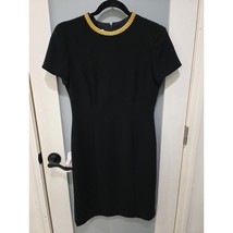 David Warren Black Dress 6 Vintage Gold Collar Sheath Classic - $45.00