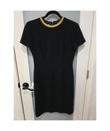 David Warren Black Dress 6 Vintage Gold Collar Sheath Classic - $821.91 MXN