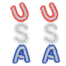 4Th of July Beaded Earrings, USA Patriotic Earrings for Women as Independent Day - £20.58 GBP