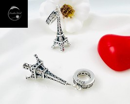 Genuine Sterling Silver 925 Love Paris Eiffel Tower Dangle Charm For Bracelets - £15.95 GBP