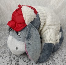 Disney Eeyore Cozy Cables Snowflake Sweater Hat Pooh 16&quot; Plush Stuffed Animal - $15.99