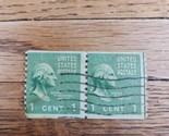 US Stamp George Washington 1c Used Green Strip of 2 - $1.23