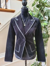 Ann Taylor Black Velvet Tuxedo Detailing Single Breasted Casual Blazer Size 2 - £31.97 GBP