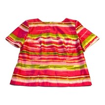 Sag Harbor Women’s Size 6P 6 Petite  Shirt Padded Shoulders Pink Green Striped - £9.43 GBP