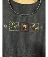 Vtg Classic Elements Dress Womens 18-20 Blue Denim Shift Jumper Christma... - $360.18 MXN