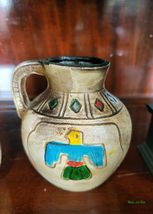 Native American Inspired Ceramic Jug Vase Thunderbird Detail - $44.00