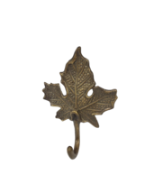 Vintage Solid Brass Maple Leaf Wall Mounted Coat Hook - £11.70 GBP