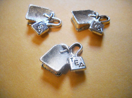Tea Charm Teabag Pendants Antiqued Silver Tea Party Favors Findings 4pcs - $3.95