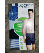 NWT BOX OF 4 MENS JOCKEY ACTIVE BLEND WOVEN BOXER SHORTS  SIZE S (28-30) - $33.66