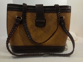 Women&#39;s Elliot Lucca Brown Straw &amp; Leather Handbag/ Purse - £37.54 GBP