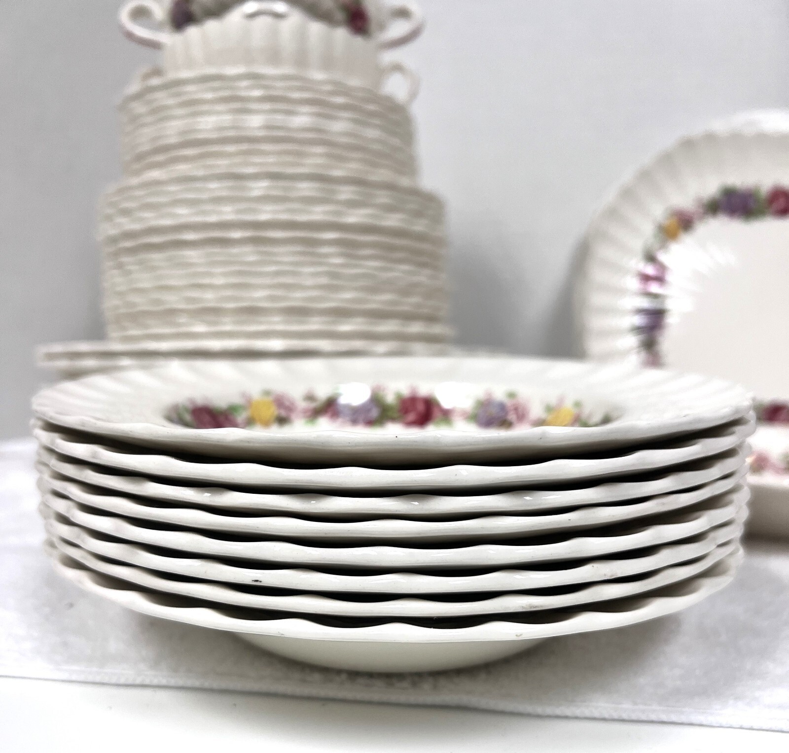 OLD Copeland Spode Rose Briar Basket Weave Rim Item image 13