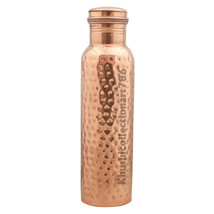 Copper Water Drinking Bottle Hammered Joint Free Ayurveda Health Benefits 1000ML - £13.80 GBP