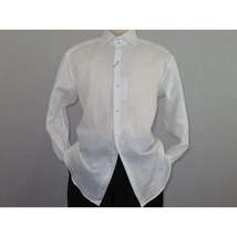 Mens 100% Linen Summer Shirt J.Valintin Turkey-Usa High Collar OBR78-01 White image 7