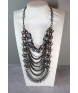 Simply Vera Wang Bold Chain Necklace Statement Jewelry Gunmetal Multi-La... - $534.80 MXN
