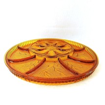 Platter Deviled Egg Relish Tray Divided Platter Depression Glass Amber 13&quot; Vinta - £60.89 GBP