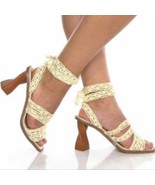 New Sam Edelman HARLEIGH Crochet ANKLE WRAP HEEL in Natural Size 9.5 - $93.20