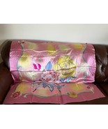 Beautiful 100% Silk Pink w Fuchsia &amp; Yellow Flowers Large Women’s Scarf ... - £22.59 GBP