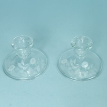 AVON Pair Hummingbird Etched Lead Crystal Individual Candleholders No Box - $29.69