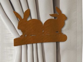 Wildlife Theme Bunny Rabbits Drapery Holdback in Black Rust or Unpainted - $39.00