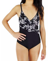 Women&#39;s Classic Black And White Bathing Suit Floral One Piece Swimsuit - £12.19 GBP